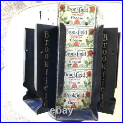 Brookfield Cheese Vintage Tin Country Store Revolving Display Stand. Rare