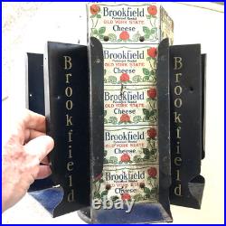 Brookfield Cheese Vintage Tin Country Store Revolving Display Stand. Rare