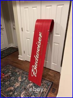Budweiser Bud Toboggan Sled Beer Sign Store Display Rare 56