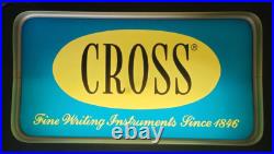 CROSS Pens Pencils LIGHTED SIGN Rare Store Display 1970s vintage Writing