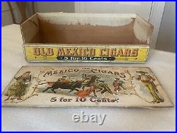 Circa 1900 Rare Cigar Store Display Box Old Mexico Cigars Brown Brothers Detroit