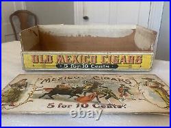 Circa 1900 Rare Cigar Store Display Box Old Mexico Cigars Brown Brothers Detroit