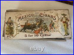 Circa 1900 Rare Cigar Store Display Box Old Mexico Cigars Brown Brothers Detroit