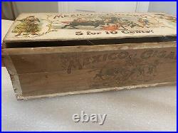 Circa 1900 Rare Cigar Store Display Box Old Mexico Cigars Brown Brothers Detroit