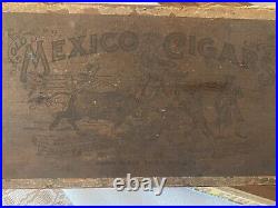 Circa 1900 Rare Cigar Store Display Box Old Mexico Cigars Brown Brothers Detroit