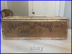 Circa 1900 Rare Cigar Store Display Box Old Mexico Cigars Brown Brothers Detroit