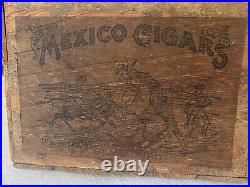 Circa 1900 Rare Cigar Store Display Box Old Mexico Cigars Brown Brothers Detroit