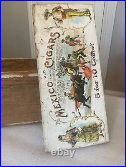 Circa 1900 Rare Cigar Store Display Box Old Mexico Cigars Brown Brothers Detroit