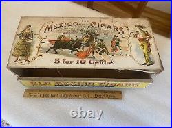 Circa 1900 Rare Cigar Store Display Box Old Mexico Cigars Brown Brothers Detroit