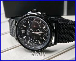 Citizen BU4025-76E Eco-Drive World Time Black IP Mens Watch Store Display Rare