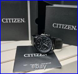 Citizen BU4025-76E Eco-Drive World Time Black IP Mens Watch Store Display Rare