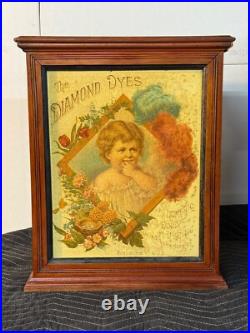 Diamond Dyes Display Cabinet Store Display Antique Wells The Baby Cherry Rare