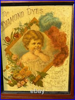 Diamond Dyes Display Cabinet Store Display Antique Wells The Baby Cherry Rare