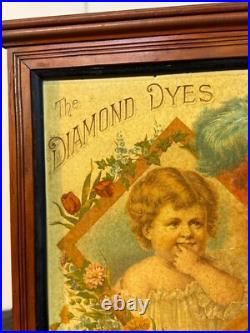 Diamond Dyes Display Cabinet Store Display Antique Wells The Baby Cherry Rare