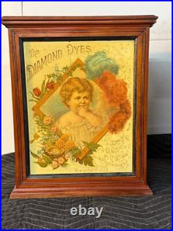 Diamond Dyes Display Cabinet Store Display Antique Wells The Baby Cherry Rare