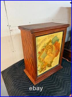 Diamond Dyes Display Cabinet Store Display Antique Wells The Baby Cherry Rare