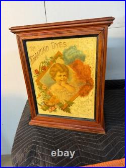 Diamond Dyes Display Cabinet Store Display Antique Wells The Baby Cherry Rare