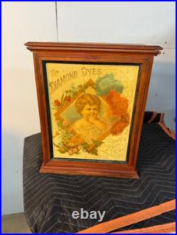 Diamond Dyes Display Cabinet Store Display Antique Wells The Baby Cherry Rare