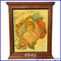 Diamond Dyes Display Cabinet Store Display Antique Wells The Baby Cherry Rare