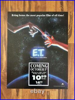 E. T. The Extra-Terrestrial 1996 Home Video 22x28 VHS Store Display Sign Rare