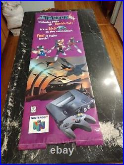 EXTREMELY RARE Star Fox N64 ORIGINAL Vinyl Promo Banner Store Display Nintendo