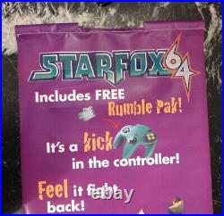 EXTREMELY RARE Star Fox N64 ORIGINAL Vinyl Promo Banner Store Display Nintendo