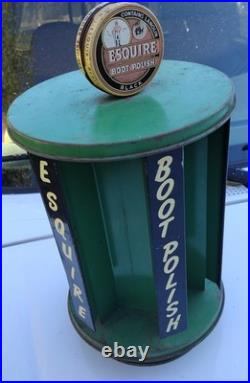 Esquire Boot Shoe Polish Antique Early Store Metal Rotating Display Rare