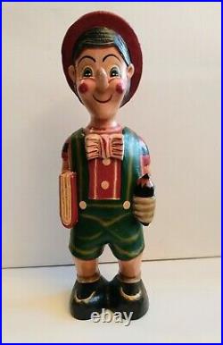 Extremely rare, whimsical 1950's wood, hand-carved Pinocchio store display statue