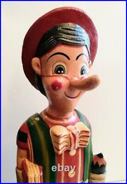 Extremely rare, whimsical 1950's wood, hand-carved Pinocchio store display statue