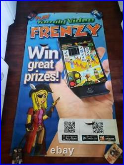 Family Video Frenzy App Double Sided Vinyl Banner Rare HTF Vintage Store Display