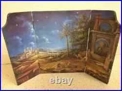 Fontanini Nativity Background Screen 3 Panel Rare Store Display Standup Or Hang