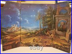 Fontanini Nativity Background Screen 3 Panel Rare Store Display Standup Or Hang