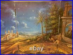 Fontanini Nativity Background Screen 3 Panel Rare Store Display Standup Or Hang