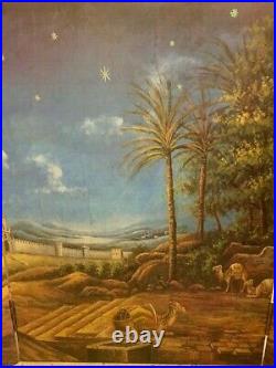 Fontanini Nativity Background Screen 3 Panel Rare Store Display Standup Or Hang