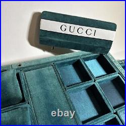 GUCCI Authentic RARE GREEN SUEDE DISPLAY CASE FOR JEWELRY/WATCHES