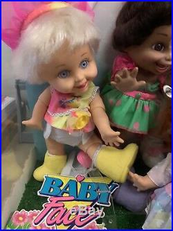 Galoob Baby Face Dolls Lot Of 5 1990 Rare Store Display