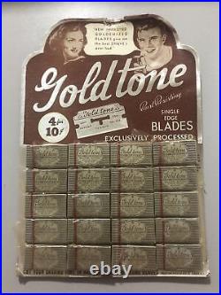 Goldtone Razor Blade Store Display 40s Ad 20 Count 4 for 10 cents Complete RARE
