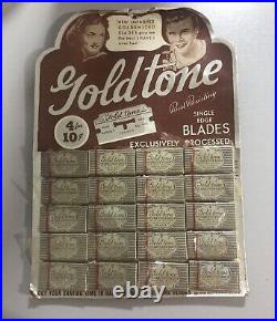 Goldtone Razor Blade Store Display 40s Ad 20 Count 4 for 10 cents Complete RARE