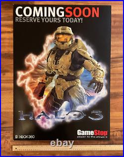 HALO 3 Video Game Store Display Coming Soon Sign 2007 Bungie Promo 20x28 RARE