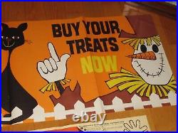 Halloween Store Display Candy Trick or Treat UNUSED Rare Cat Scarecrow Poster