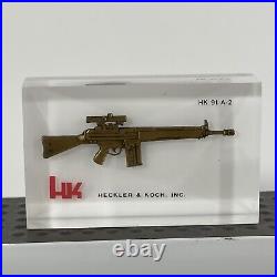 Heckler & Koch Hk 91 In Lucite Display Paperweight Collectors Display Hk Rare