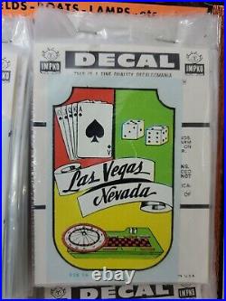 IMPKO Decals Store Display LAS VEGAS 100 Decals on CARD Made in USA RARE