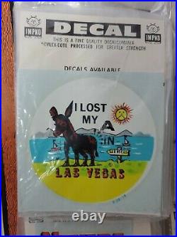 IMPKO Decals Store Display LAS VEGAS 100 Decals on CARD Made in USA RARE