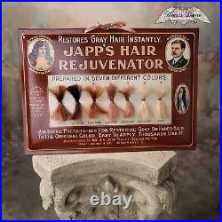 Japp's Hair Rejuvenator Antique Display with Hair Attached Country Store Rare