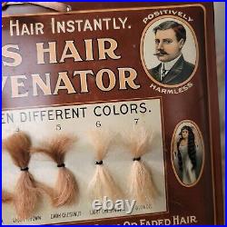 Japp's Hair Rejuvenator Antique Display with Hair Attached Country Store Rare