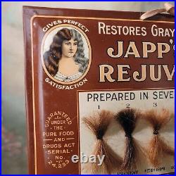 Japp's Hair Rejuvenator Antique Display with Hair Attached Country Store Rare