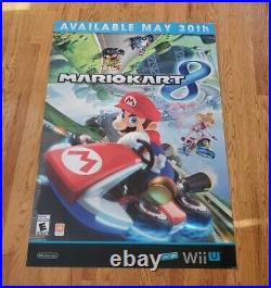 LARGE RARE STORE DISPLAY Nintendo Wii U Mario Kart 8 Large Sign 48 x 33