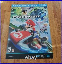 LARGE RARE STORE DISPLAY Nintendo Wii U Mario Kart 8 Large Sign 48 x 33