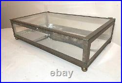 LARGE rare antique collectible store display metal glass countertop cabinet case