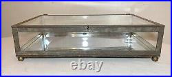 LARGE rare antique collectible store display metal glass countertop cabinet case